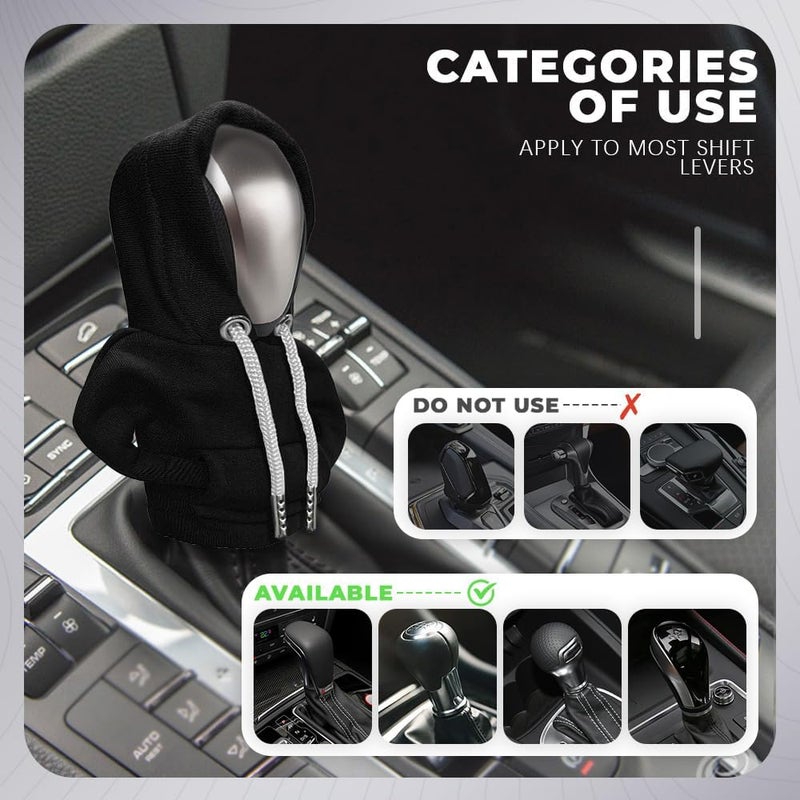 RGOAANC Gear Shift Hoodie, Gear Shift Cover, Fashionable Hoodie Automotive Gear Shift Knob Protector, Car Accessories Mini Sweater Gear Shift Knob Cover for Car Gear Shift Levers (Black) - Image 5